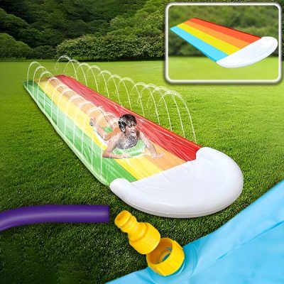 Scivolo d'acqua gonfiabile - 465x80 cm, spruzzatore, arcobaleno | REEFLY