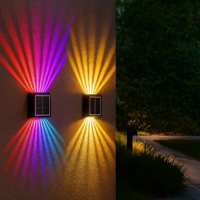 Applique solare da parete - 10-12h autonomia, doppio fascio, IP65, RGB | ORALUMI