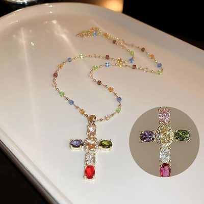 Set di collane con croce - Confezione da 2, argento e oro, zirconia | GLIMCROSS